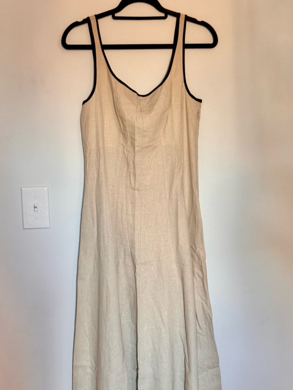 Zara Contrast Trim Midi Dress Light Beige size S